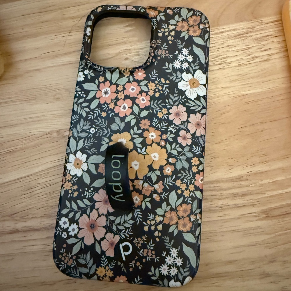 Loopy Case Floral Phone Case in Black with Pink & Cream Flowers
